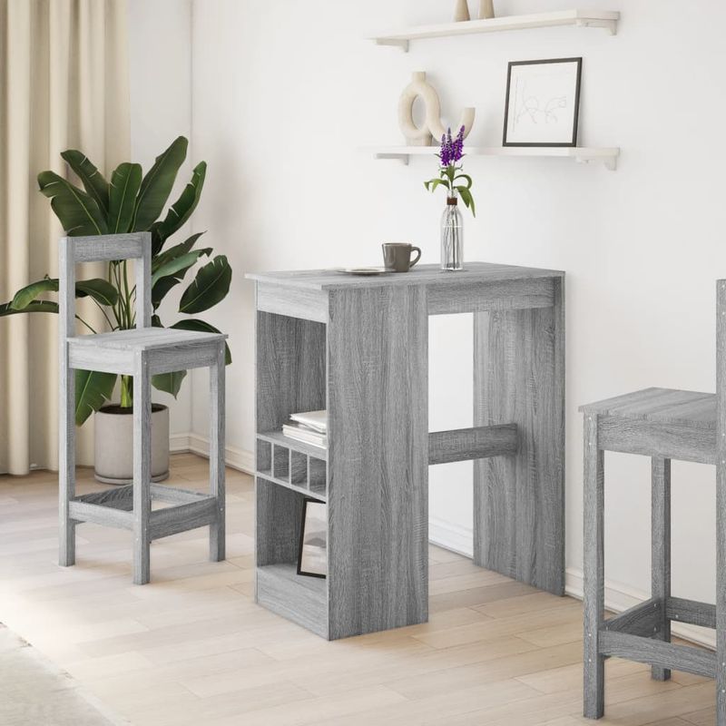 Casa si Gradina - Mobilier - Mese si birouri - Mese bucatarie si dining - Masa bar cu rafturi gri sonoma 90x47,5x103,5 cm lemn prelucrat - Infinity.ro
