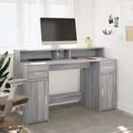 Casa si Gradina - Mobilier - Mese si birouri - Birouri - Birou cu lumini LED, gri sonoma, 140x55x91 cm, lemn prelucrat - Infinity.ro