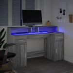 Casa si Gradina - Mobilier - Mese si birouri - Birouri - Birou cu lumini LED, gri sonoma, 140x55x91 cm, lemn prelucrat - Infinity.ro