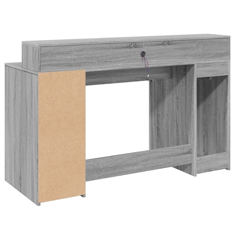 Casa si Gradina - Mobilier - Mese si birouri - Birouri - Birou cu lumini LED, gri sonoma, 140x55x91 cm, lemn prelucrat - Infinity.ro