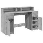 Casa si Gradina - Mobilier - Mese si birouri - Birouri - Birou cu lumini LED, gri sonoma, 140x55x91 cm, lemn prelucrat - Infinity.ro