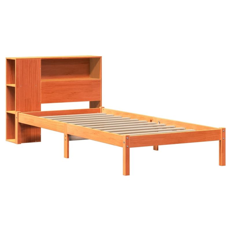Casa si Gradina - Mobilier - Paturi si accesorii - Paturi - Pat biblioteca fara saltea maro ceruit 75x190 cm lemn masiv pin - Infinity.ro