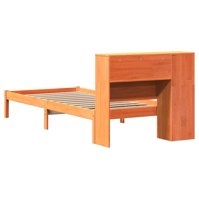 Casa si Gradina - Mobilier - Paturi si accesorii - Paturi - Pat biblioteca fara saltea maro ceruit 75x190 cm lemn masiv pin - Infinity.ro