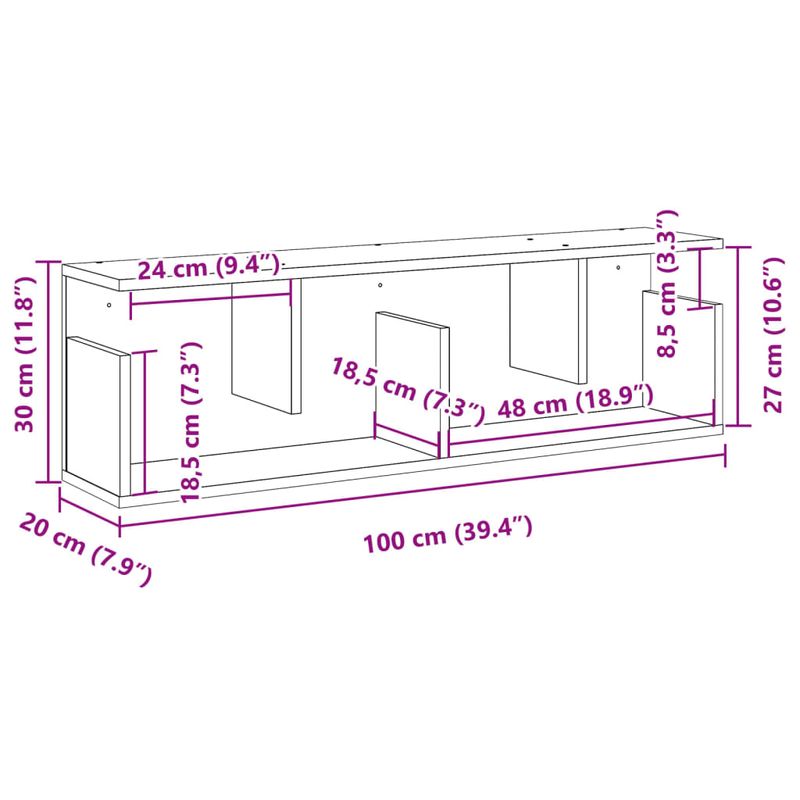 Casa si Gradina - Mobilier - Biblioteci si rafturi - Rafturi - Dulap de perete, sonoma gri, 100x20x30 cm, lemn prelucrat - Infinity.ro