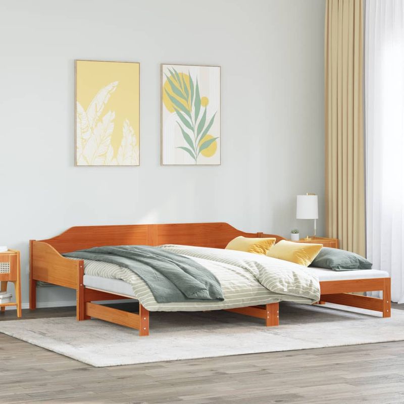 Casa si Gradina - Mobilier - Paturi si accesorii - Paturi - Pat de zi cu extensie, maro ceruit, 90x190cm, lemn masiv de pin - Infinity.ro