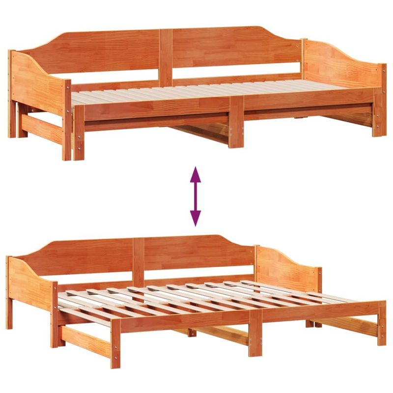 Casa si Gradina - Mobilier - Paturi si accesorii - Paturi - Pat de zi cu extensie, maro ceruit, 90x190cm, lemn masiv de pin - Infinity.ro