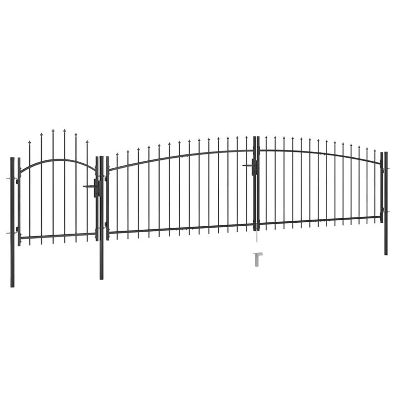 Casa si Gradina - Gradina si terasa - Garduri, panouri si accesorii - Poarta gard pentru gradina cu varf sulita, negru 5 x 1,5 m - Infinity.ro