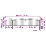 Casa si Gradina - Gradina si terasa - Garduri, panouri si accesorii - Poarta gard pentru gradina cu varf sulita, negru 5 x 1,5 m - Infinity.ro