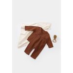 Fashion, accesorii si bijuterii - Copii - Imbracaminte copii - Body-uri copii - Set bluzita petrecuta si pantaloni lungi din muselina, BabyCosy, 100% bumbac organic, Caramiziu (Marime: 18-24 Luni) - Infinity.ro