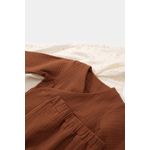 Fashion, accesorii si bijuterii - Copii - Imbracaminte copii - Body-uri copii - Set bluzita petrecuta si pantaloni lungi din muselina, BabyCosy, 100% bumbac organic, Caramiziu (Marime: 9-12 luni) - Infinity.ro