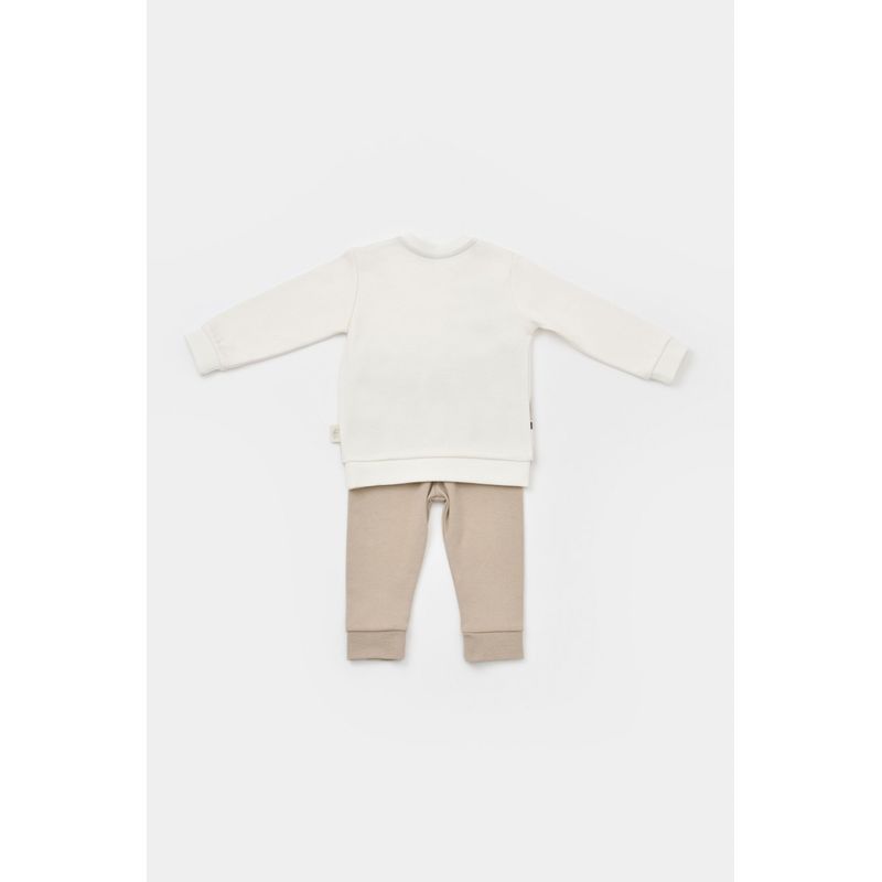 Fashion, accesorii si bijuterii - Copii - Imbracaminte copii - Body-uri copii - Set bluzita cu maneca lunga si pantaloni lungi Girafa, BabyCosy, 100% bumbac organic, Ecru (Marime: 18-24 Luni) - Infinity.ro