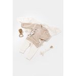 Fashion, accesorii si bijuterii - Copii - Imbracaminte copii - Body-uri copii - Set bluzita cu maneca lunga si pantaloni lungi cu buline Girafa, BabyCosy, 100% bumbac organic, Mink (Marime: 12-18 Luni) - Infinity.ro