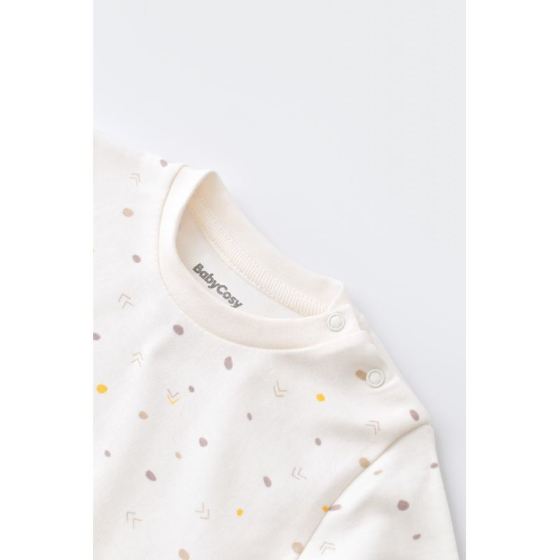Fashion, accesorii si bijuterii - Copii - Imbracaminte copii - Body-uri copii - Set bluzita cu maneca lunga si pantaloni lungi - bumbac organic 100% - Ecru cu buline, BabyCosy (Marime: 18-24 Luni) - Infinity.ro