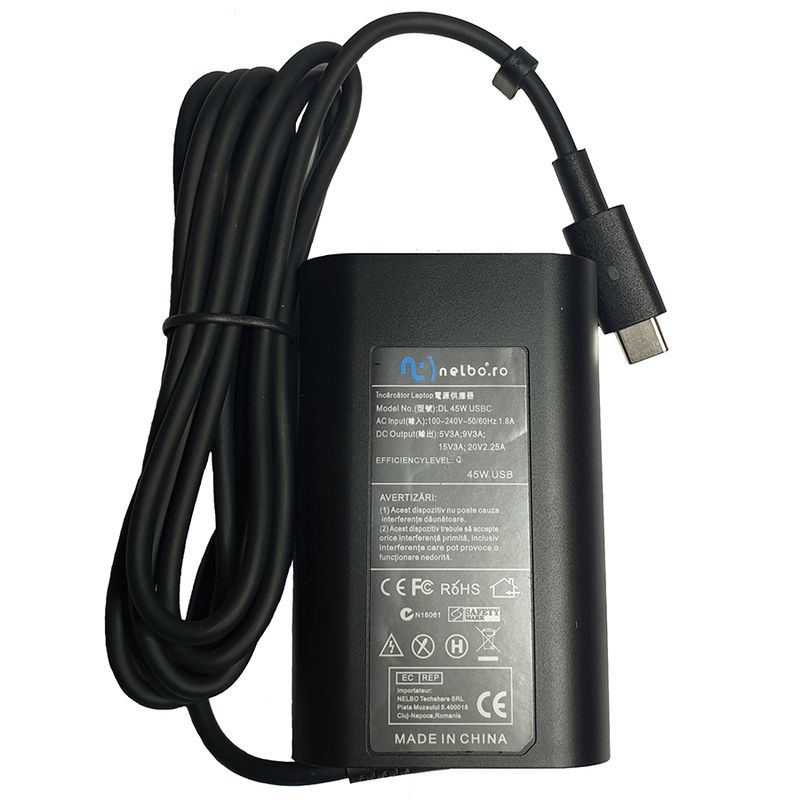 Laptop, Telefoane si Tablete - Laptopuri si accesorii - Accesorii Laptop - Incarcatoare laptop - Incarcator laptop Nelbo Inspiron 3584, 45W, 20V, 2.25A, mufa USB Type C, generatia 4th - Infinity.ro