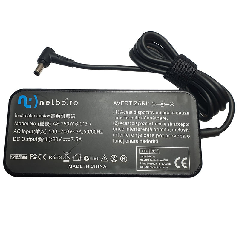 Laptop, Telefoane si Tablete - Laptopuri si accesorii - Accesorii Laptop - Incarcatoare laptop - Incarcator laptop, Nelbo, TUF 565GE, 150W, 20V, 7.5A, mufa 6.0x3.7 mm - Infinity.ro
