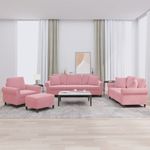 Casa si Gradina - Mobilier - Seturi de mobilier - Seturi living - Set canapea cu perne, 4 piese, roz, catifea - Infinity.ro