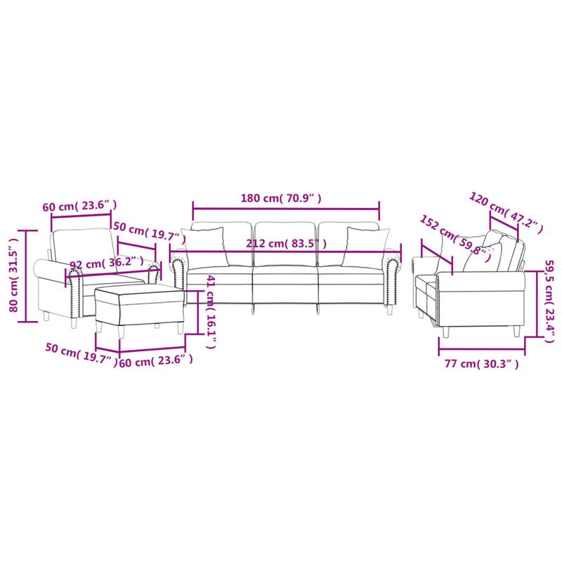 Casa si Gradina - Mobilier - Seturi de mobilier - Seturi living - Set canapea cu perne, 4 piese, roz, catifea - Infinity.ro