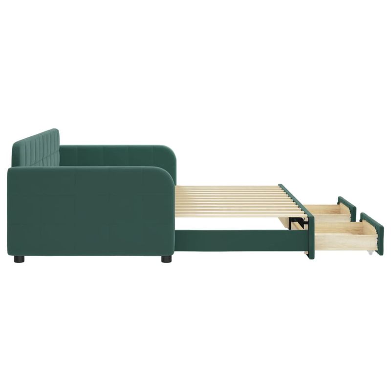 Casa si Gradina - Mobilier - Paturi si accesorii - Paturi - Pat de zi cu extensie si sertare verde inchis 90x200 cm catifea - Infinity.ro