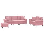 Casa si Gradina - Mobilier - Seturi de mobilier - Seturi living - Set canapea cu perne, 3 piese, roz, catifea - Infinity.ro