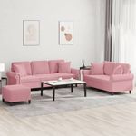 Casa si Gradina - Mobilier - Seturi de mobilier - Seturi living - Set canapea cu perne, 3 piese, roz, catifea - Infinity.ro