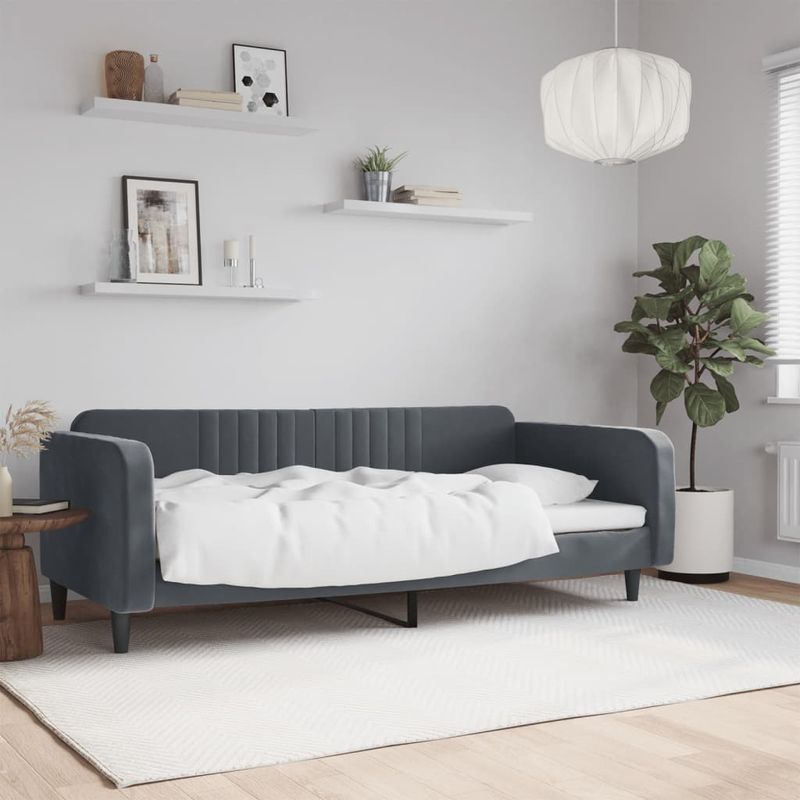 Casa si Gradina - Mobilier - Paturi si accesorii - Paturi - Cadru de pat, gri inchis, 90x200 cm, catifea - Infinity.ro