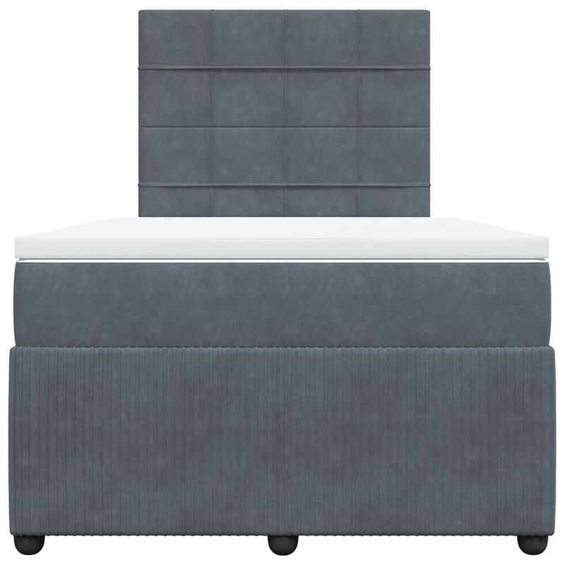 Casa si Gradina - Mobilier - Paturi si accesorii - Paturi - Pat box spring cu saltea, gri inchis, 120x190 cm, catifea - Infinity.ro