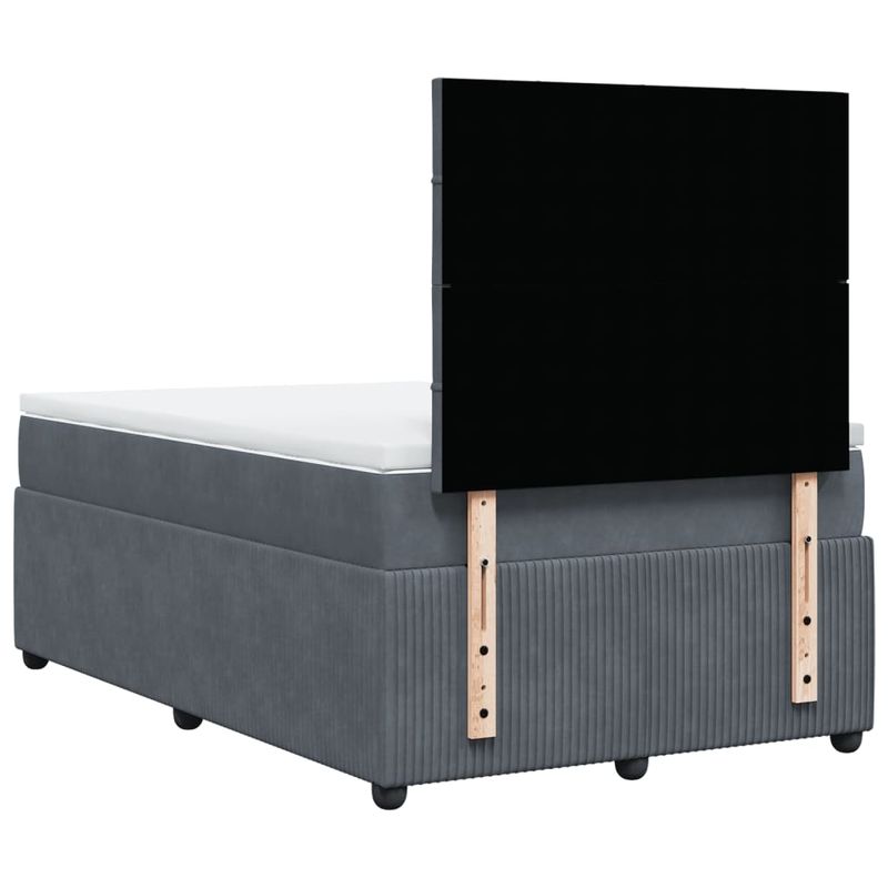 Casa si Gradina - Mobilier - Paturi si accesorii - Paturi - Pat box spring cu saltea, gri inchis, 120x190 cm, catifea - Infinity.ro