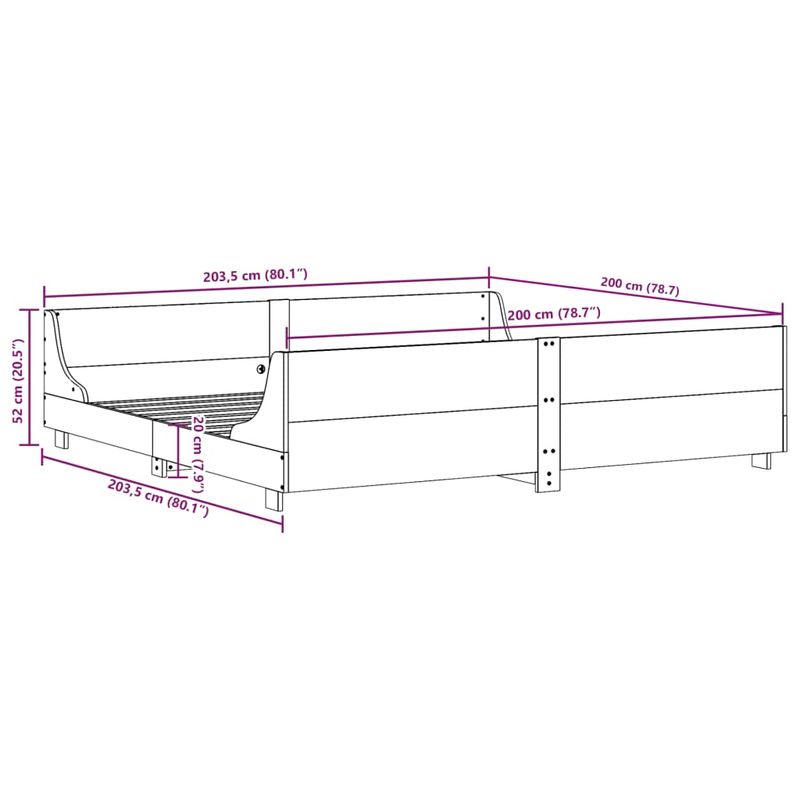 Casa si Gradina - Mobilier - Paturi si accesorii - Paturi - Cadru de pat fara saltea, 200x200 cm, lemn masiv pin - Infinity.ro