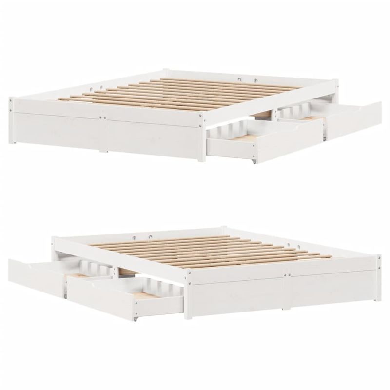 Casa si Gradina - Mobilier - Paturi si accesorii - Paturi - Cadru de pat fara saltea, alb, 150x200 cm, lemn masiv pin - Infinity.ro