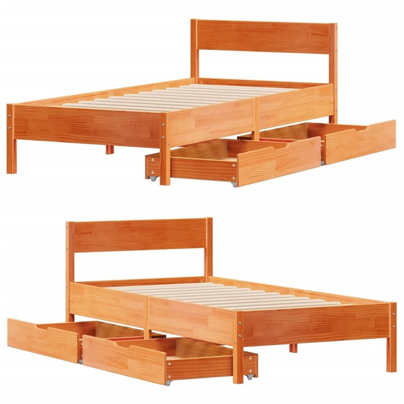 Casa si Gradina - Mobilier - Paturi si accesorii - Paturi - Pat de zi fara saltea, maro ceruit, 90x200 cm, lemn masiv pin - Infinity.ro