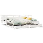 Casa si Gradina - Mobilier - Paturi si accesorii - Paturi - Pat de zi cu extensie/sertare, alb, 90x200 cm, lemn masiv pin - Infinity.ro
