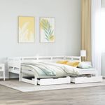 Casa si Gradina - Mobilier - Paturi si accesorii - Paturi - Pat de zi cu extensie/sertare, alb, 90x200 cm, lemn masiv pin - Infinity.ro