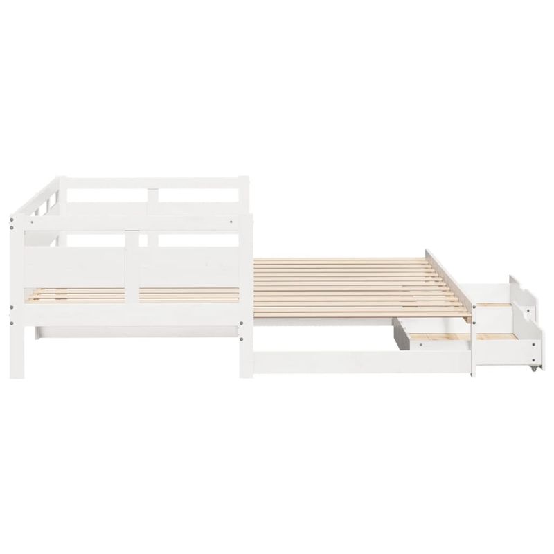 Casa si Gradina - Mobilier - Paturi si accesorii - Paturi - Pat de zi cu extensie/sertare, alb, 90x200 cm, lemn masiv pin - Infinity.ro