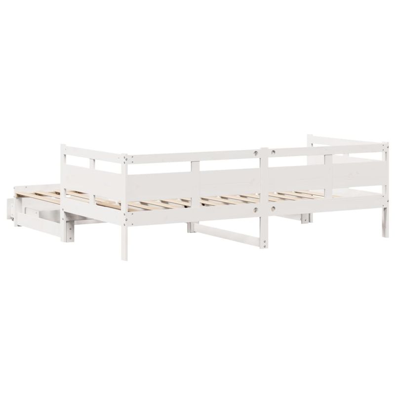 Casa si Gradina - Mobilier - Paturi si accesorii - Paturi - Pat de zi cu extensie/sertare, alb, 90x200 cm, lemn masiv pin - Infinity.ro
