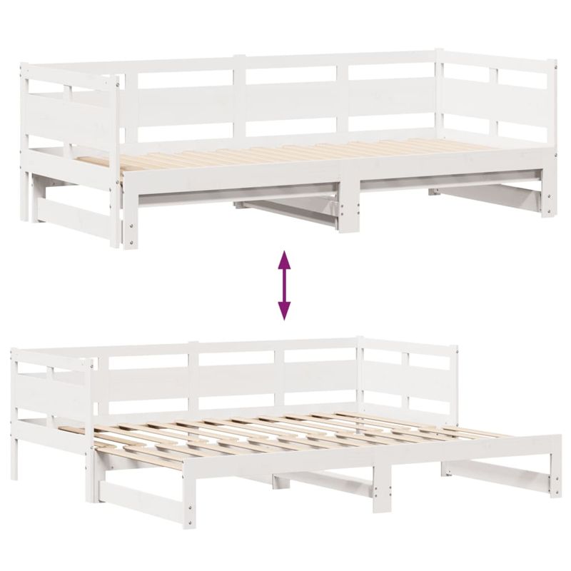 Casa si Gradina - Mobilier - Paturi si accesorii - Paturi - Pat de zi cu extensie/sertare, alb, 90x200 cm, lemn masiv pin - Infinity.ro