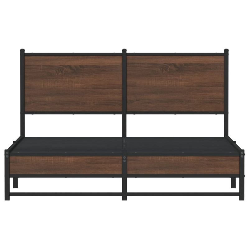 Casa si Gradina - Mobilier - Paturi si accesorii - Paturi - Cadru pat metalic cu tablie, stejar maro, 140x190 cm, model cu tăblie de cap și tăblie de picioare joasă dublă - Infinity.ro
