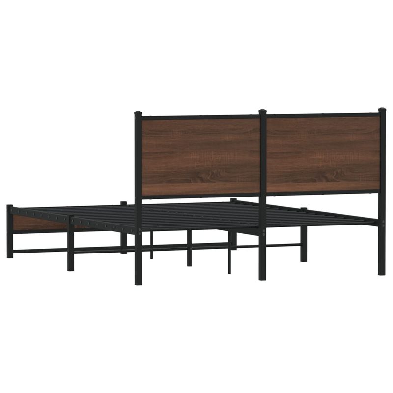 Casa si Gradina - Mobilier - Paturi si accesorii - Paturi - Cadru pat metalic cu tablie, stejar maro, 140x190 cm, model cu tăblie de cap și tăblie de picioare joasă dublă - Infinity.ro