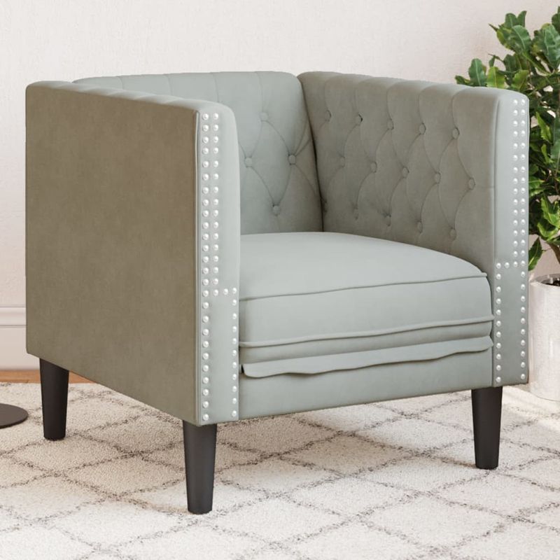 Casa si Gradina - Mobilier - Scaune si fotolii - Fotolii - Fotoliu Chesterfield, gri deschis, catifea - Infinity.ro