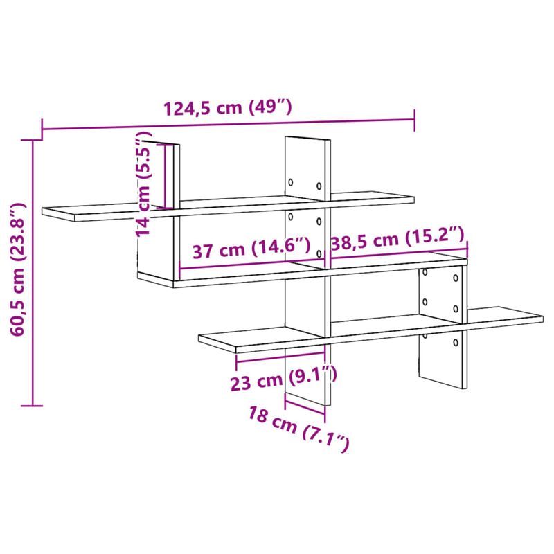 Casa si Gradina - Mobilier - Biblioteci si rafturi - Rafturi - Raft de perete, lemn vechi, 124,5x18x60,5 cm, lemn prelucrat - Infinity.ro
