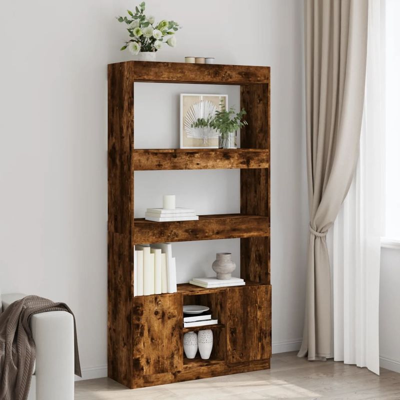 Casa si Gradina - Mobilier - Biblioteci si rafturi - Biblioteci - Dulap inalt, stejar fumuriu, 92x33x180 cm, lemn prelucrat - Infinity.ro