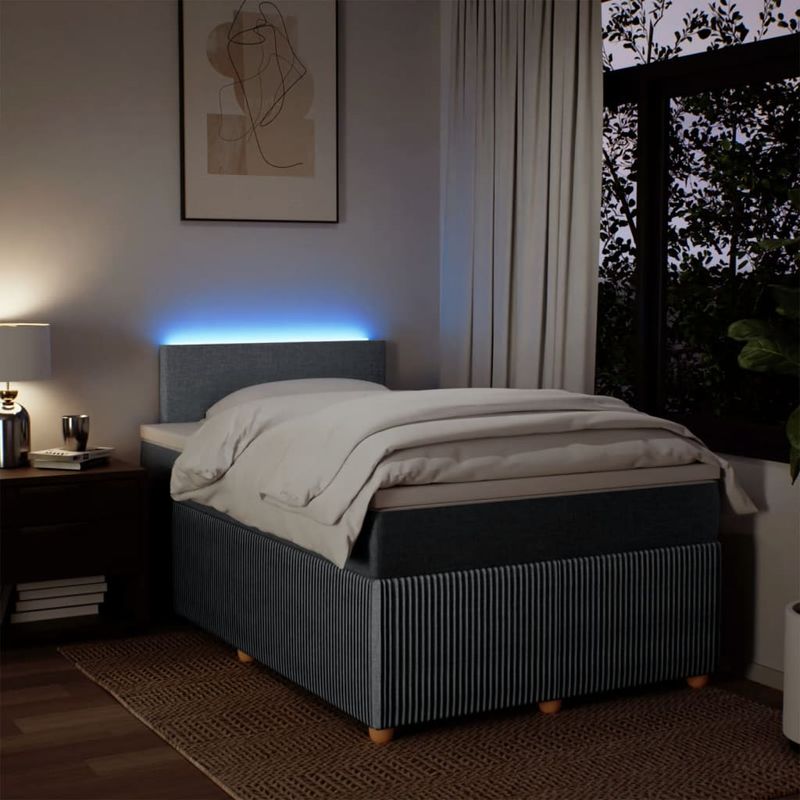 Casa si Gradina - Mobilier - Paturi si accesorii - Paturi - Pat box spring cu saltea, gri deschis, 120x190 cm, textil - Infinity.ro