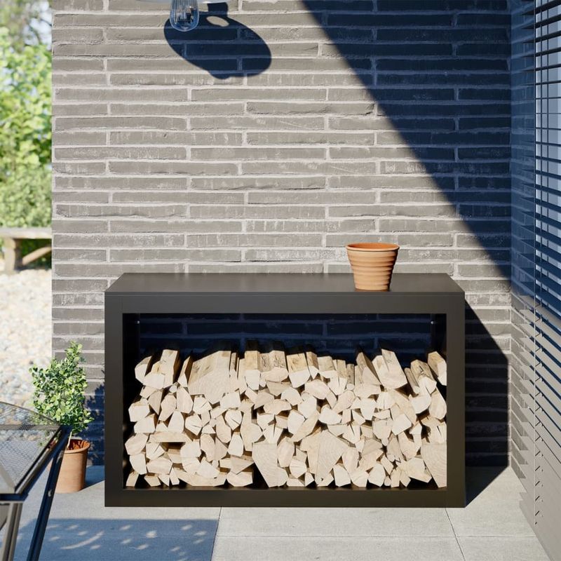 Casa si Gradina - Termice - Sobe, Seminee si accesorii - Accesorii seminee si sobe - Rastel pentru lemne de foc, negru, 100x40x60 cm, otel - Infinity.ro