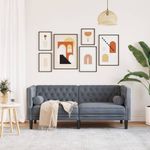 Casa si Gradina - Mobilier - Canapele si coltare - Canapele - Canapea Chesterfield cu pernute/2 locuri, verde inchis, catifea, gri închis - Infinity.ro