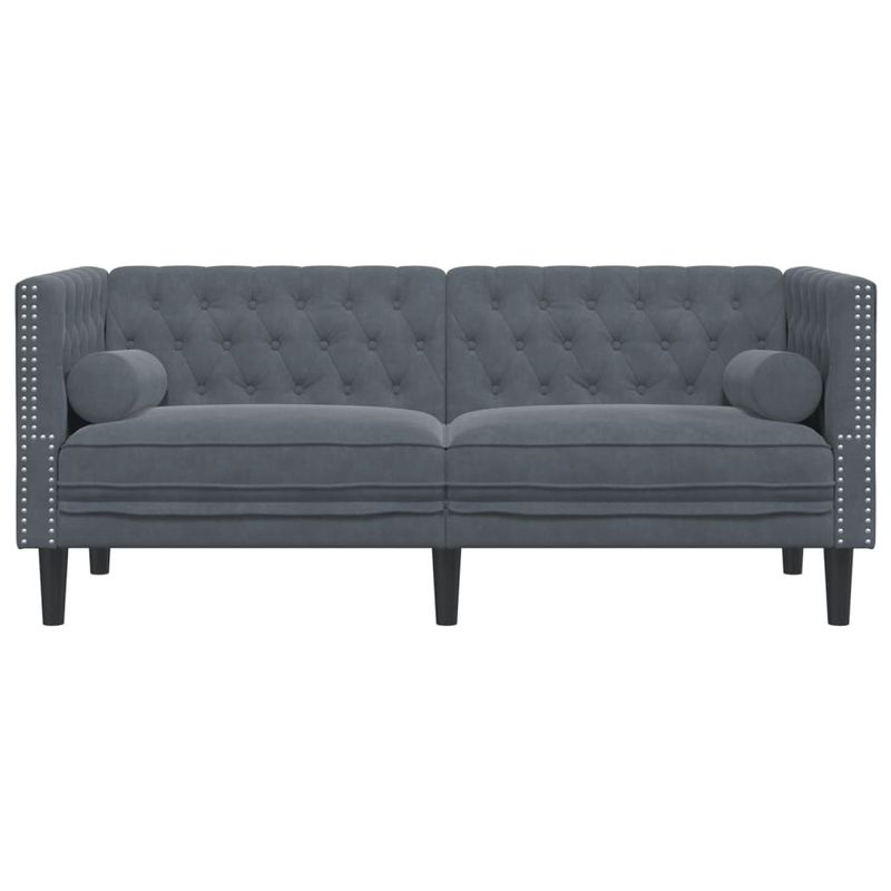 Casa si Gradina - Mobilier - Canapele si coltare - Canapele - Canapea Chesterfield cu pernute/2 locuri, verde inchis, catifea, gri închis - Infinity.ro