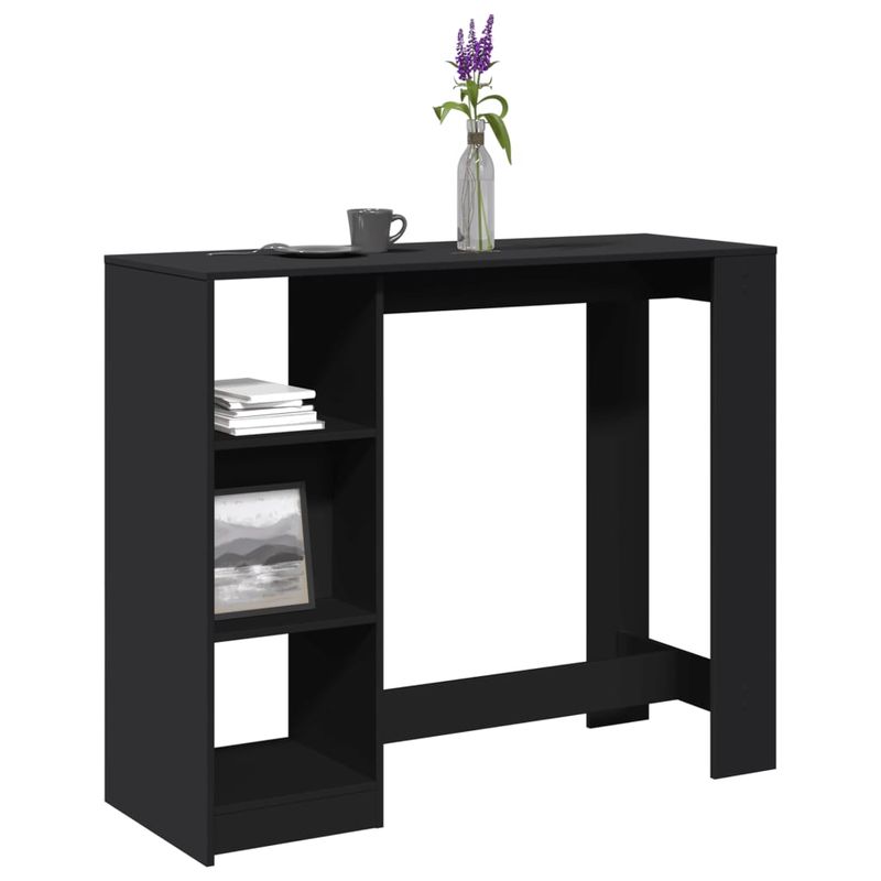 Casa si Gradina - Mobilier - Mese si birouri - Mese bucatarie si dining - Masa de bar cu raft, negru, 124x46x103,5 cm, lemn prelucrat - Infinity.ro