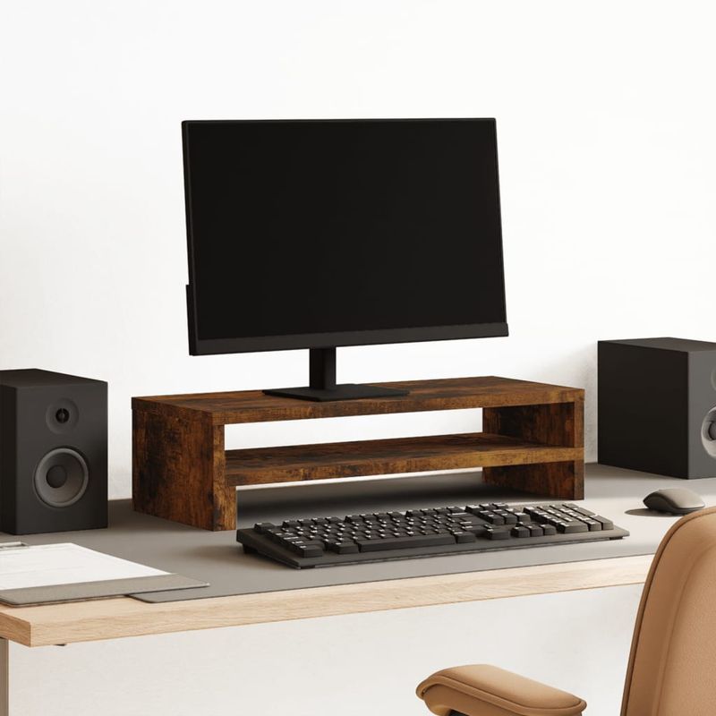 PC, gaming si accesorii - Desktop PC & monitoare - Accesorii monitoare - Suport de monitor, stejar fumuriu, 54x22x15 cm, lemn prelucrat - Infinity.ro