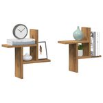 Casa si Gradina - Mobilier - Biblioteci si rafturi - Rafturi - Rafturi perete 2buc. stejar artizanal 38x12x38cm lemn prelucrat - Infinity.ro