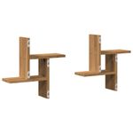 Casa si Gradina - Mobilier - Biblioteci si rafturi - Rafturi - Rafturi perete 2buc. stejar artizanal 38x12x38cm lemn prelucrat - Infinity.ro