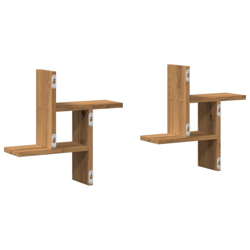 Casa si Gradina - Mobilier - Biblioteci si rafturi - Rafturi - Rafturi perete 2buc. stejar artizanal 38x12x38cm lemn prelucrat - Infinity.ro