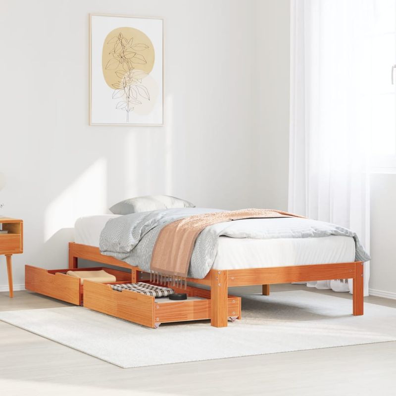 Casa si Gradina - Mobilier - Paturi si accesorii - Paturi - Cadru de pat, maro ceruit, 90x200 cm, lemn masiv de pin - Infinity.ro